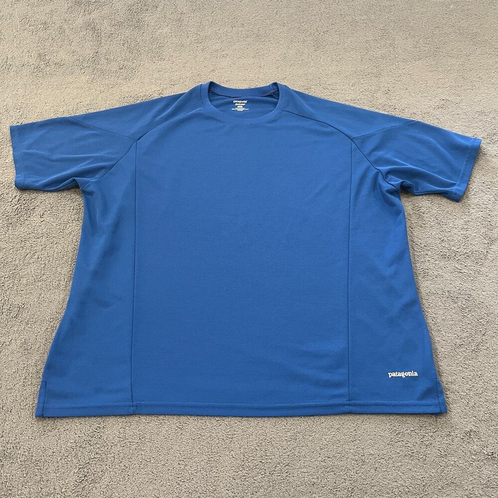Patagonia Royal Blue Short Sleeve Capilene Performance T-Shirt Men's Size XL